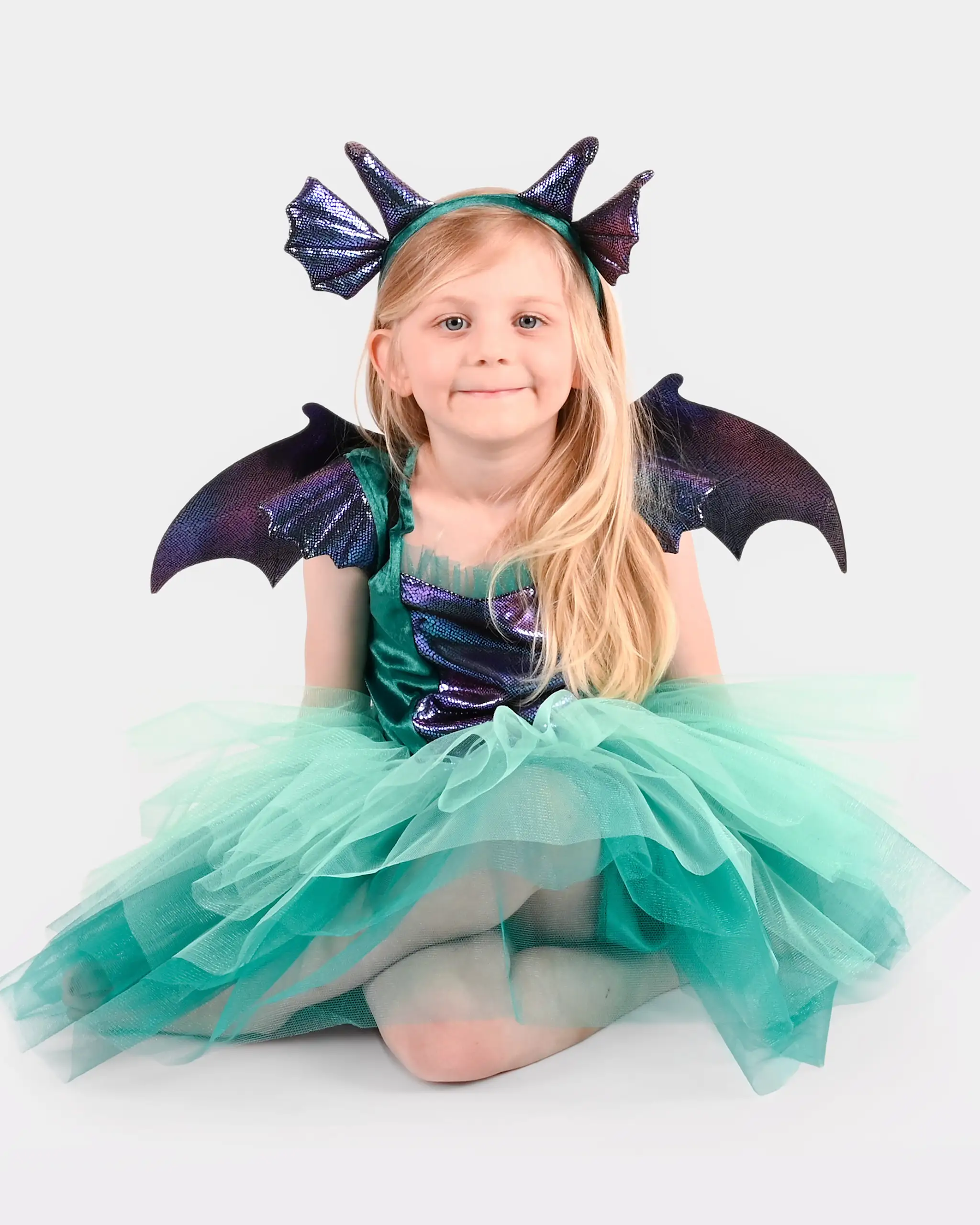 Rochie Costum Dragon cu Aripi și Bentiță | Halloween | 4–6 Ani