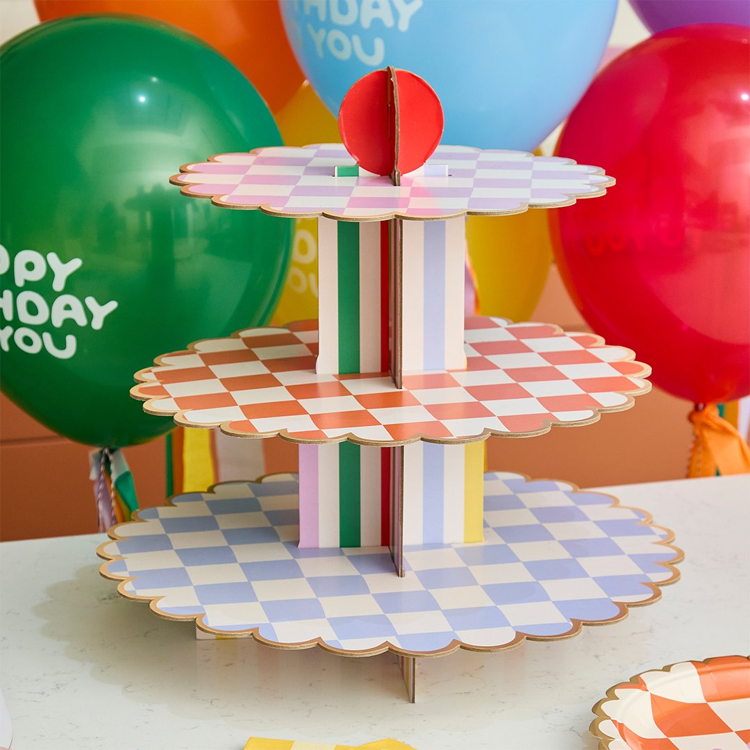 Suport pentru prăjituri cu 3 etaje „Playful Brights” multicolor