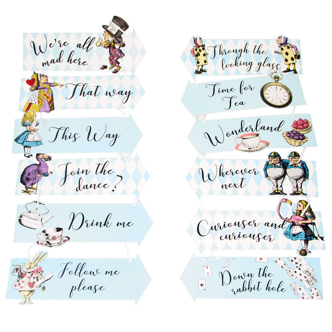 Indicatoare Decorative Alice în Țara Minunilor | Set 12 Bucăți