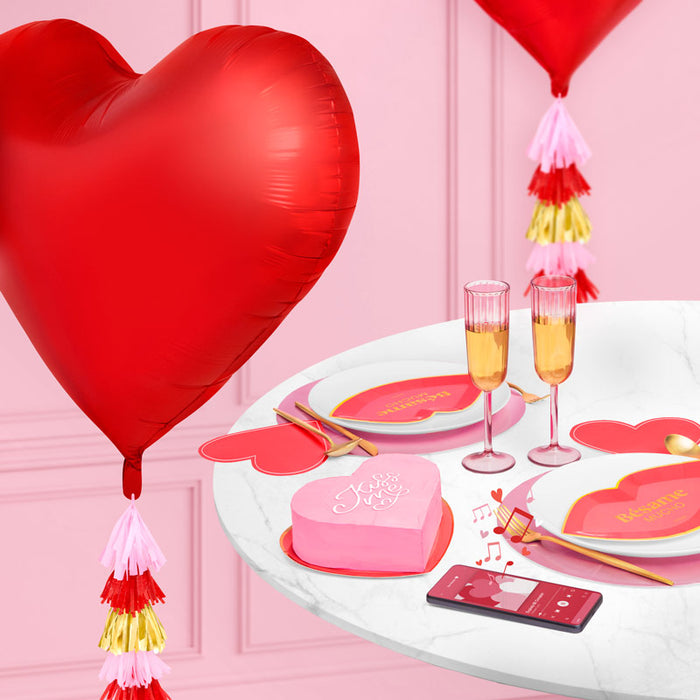 Balon folie inima rosie 75cm cu ciucure, Valentine's Day