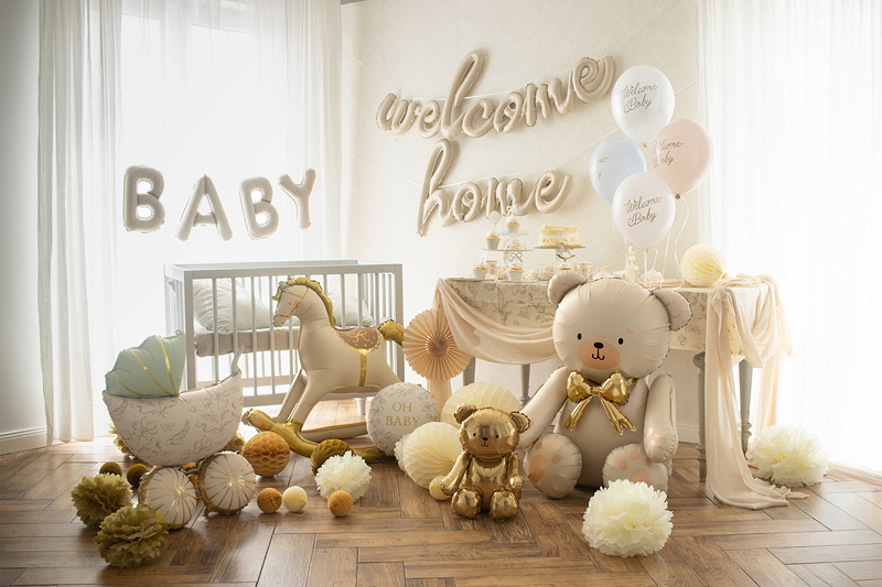 Balon Folie, PartyDeco, Ursulet, 75x84cm, crem/auriu