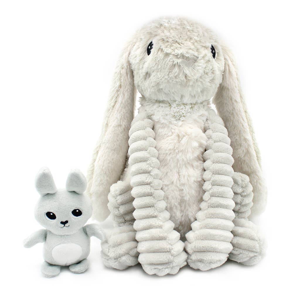 Iepuraș pluș Mum & Baby gri deschis „Les Ptipotos” 25cm 🐰
