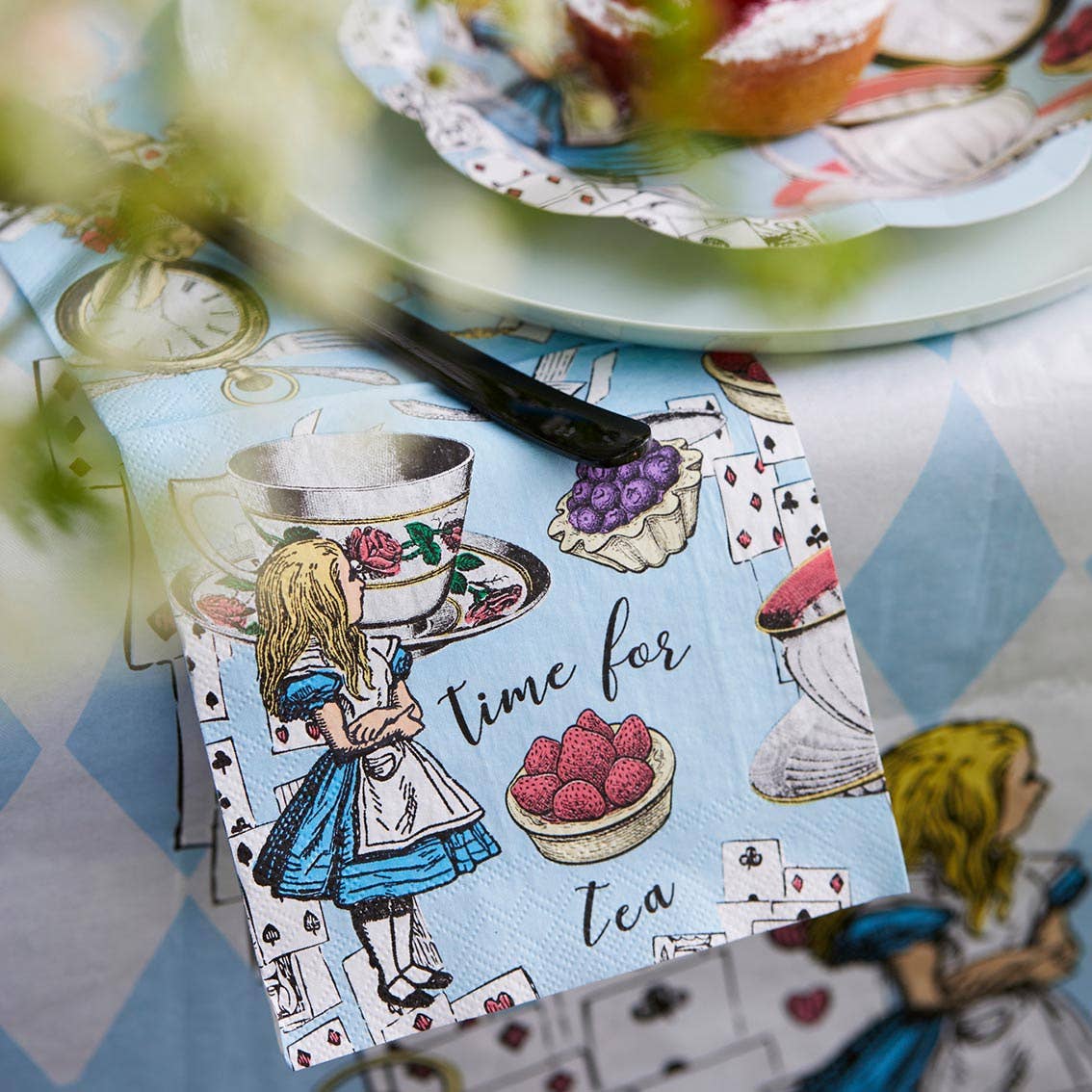 Șervețele Alice în Țara Minunilor Albastre | Set 20 Bucăți | 25 x 25 cm