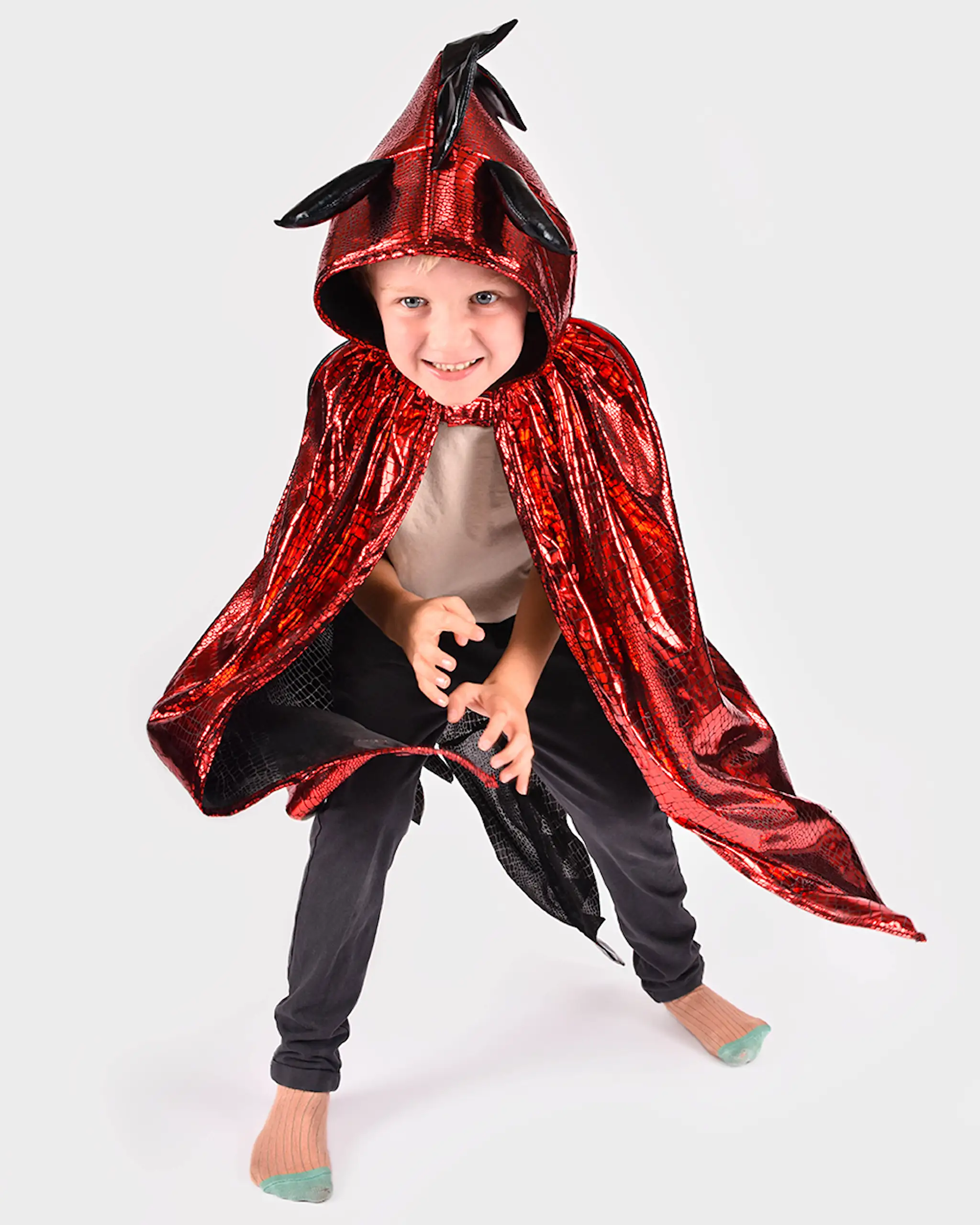 Costum Dragon Roșu cu Aripi pentru Copii | Halloween | 3–8 Ani