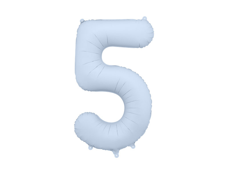 Balon din Folie, Cifra 5, 86cm, Albastru Deschis mat