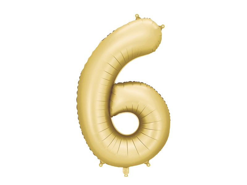 Balon din Folie, Cifra 6, 86cm, Auriu