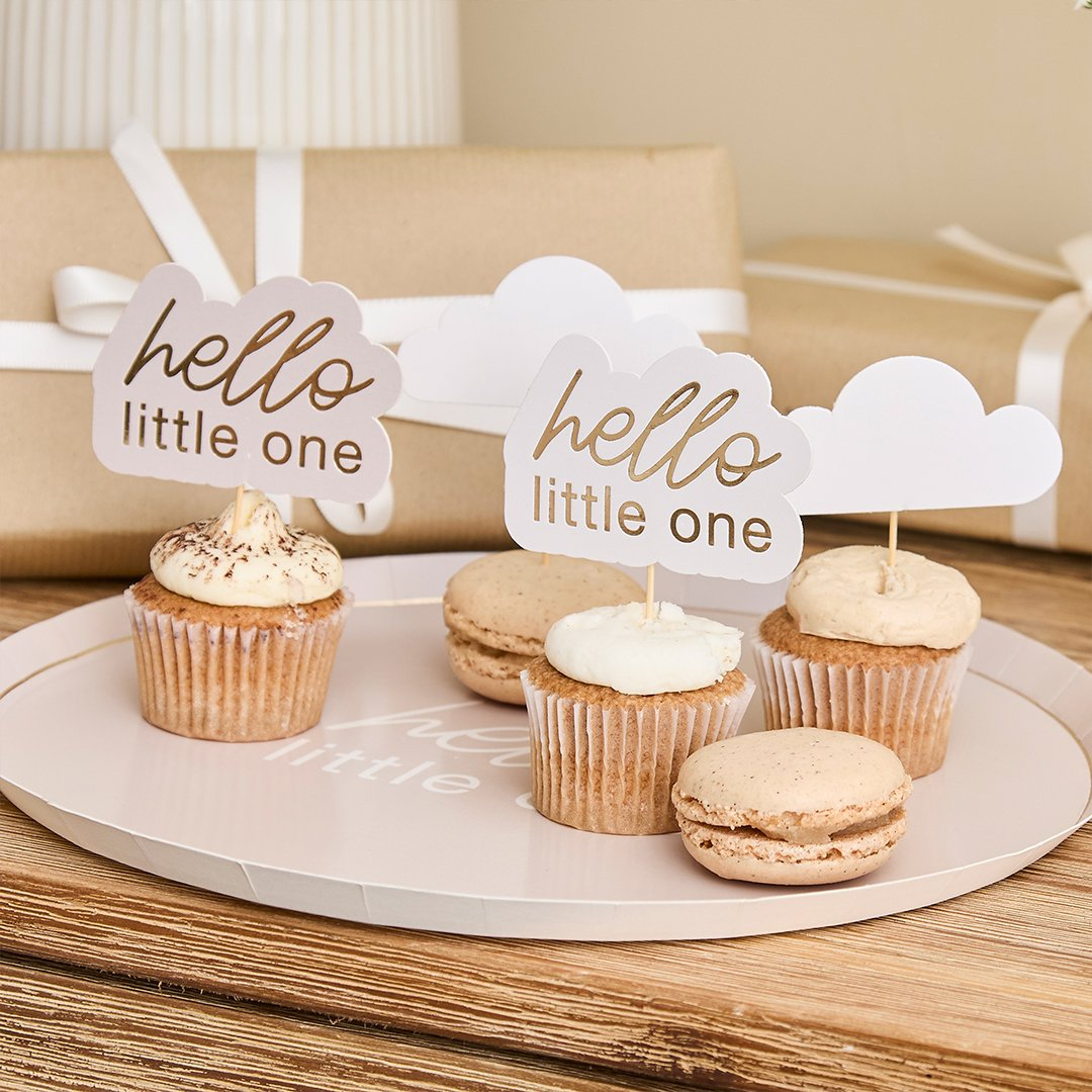 Toppere brioșe „Cloud & Hello Little One” (12 buc) baby shower