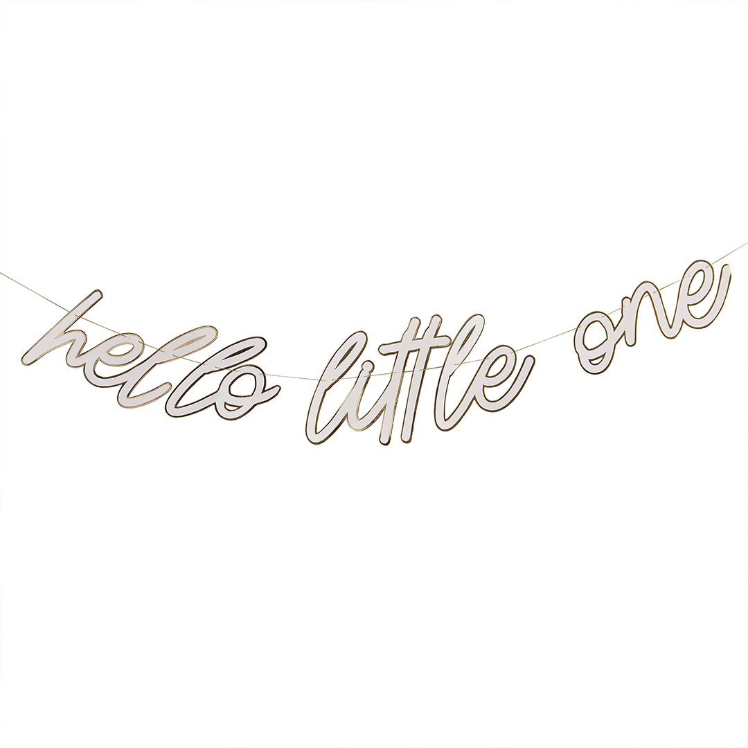 Banner „Hello Little One” 2m alb/auriu