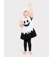Pelerină albă de fantomă cu glugă pentru copii 1–4 ani, costum de Halloween
