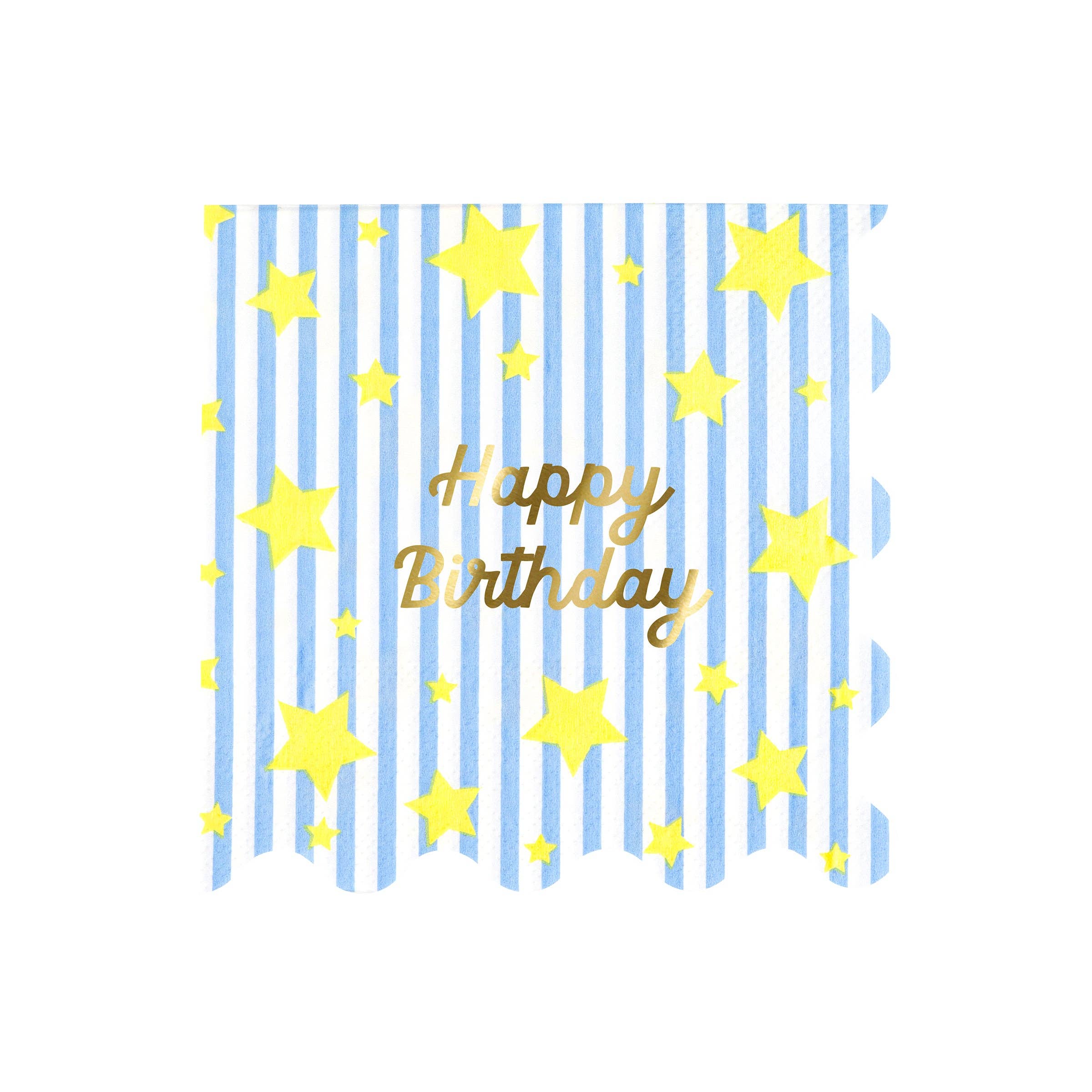 Șervețele hârtie „Bright Star Happy Birthday” (16 buc) 16cm, multicolor cu folie aurie
