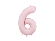 Balon din folie Cifra 6, 86 cm, roz pal mat