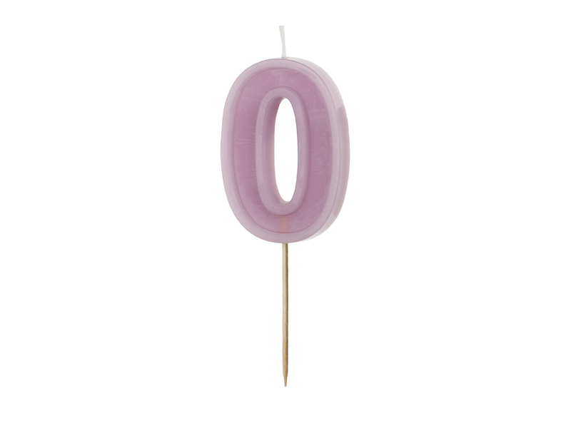 Lumanare pentru tort cifra 0 mov pastel