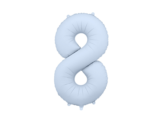 Balon din Folie Cifra 8, 86cm, Albastru Deschis Mat