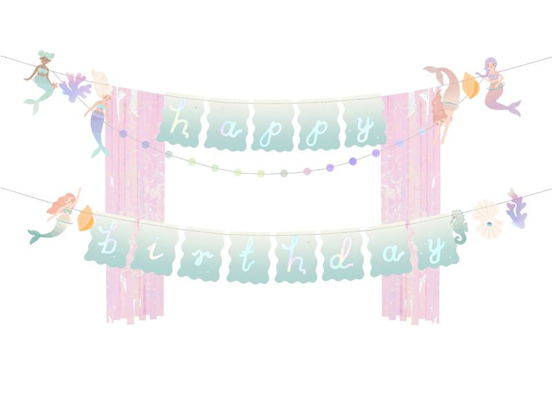 Banner Happy Birthday Sirena, 130x100cm, Roz si Albastru
