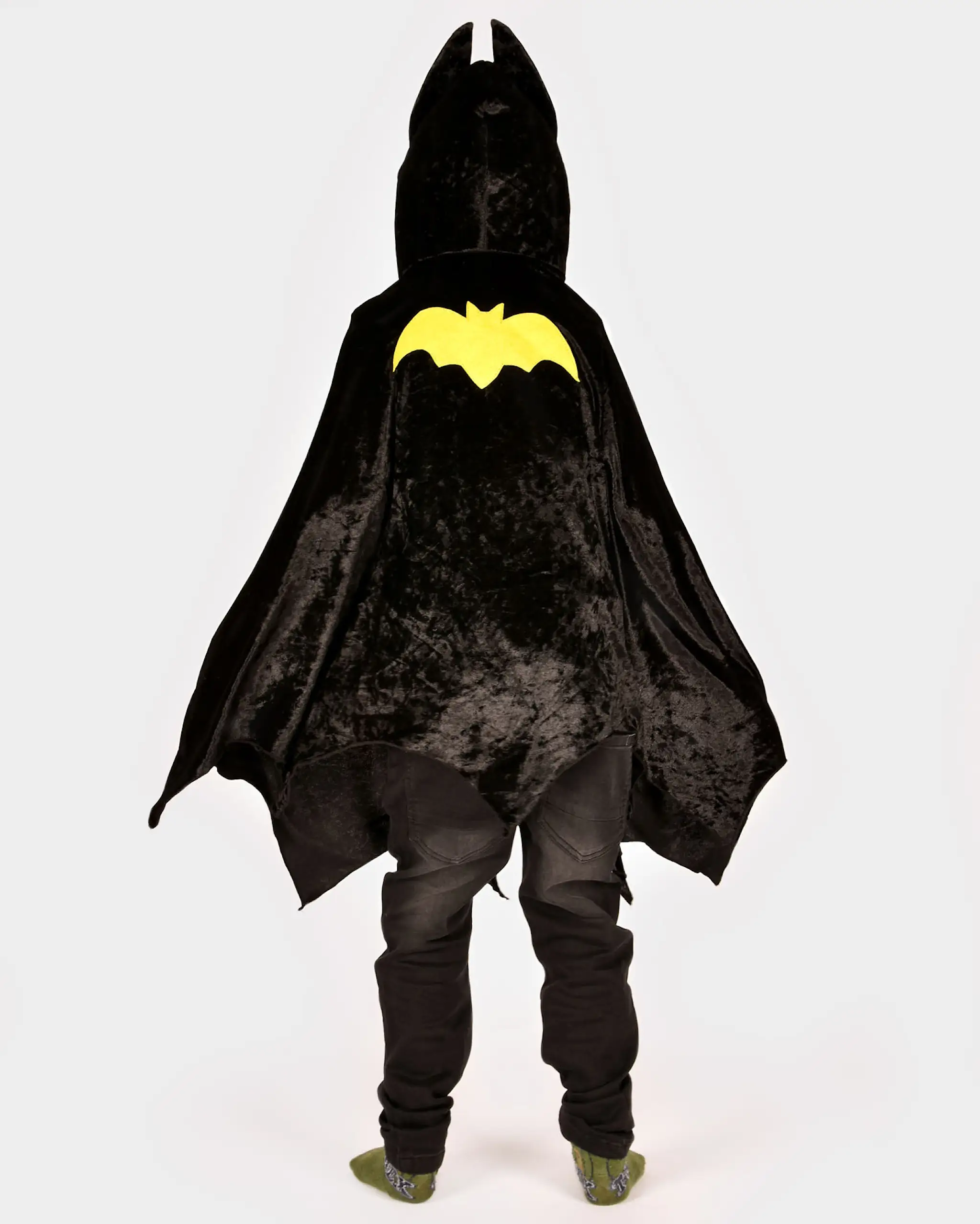 Capă liliac neagră din catifea cu glugă și urechi pentru copii 1-4 ani