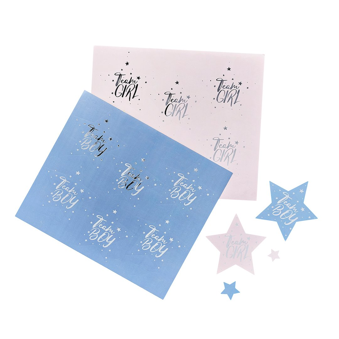 Set de 24 Stickere Team Boy & Team Girl, Gender Reveal