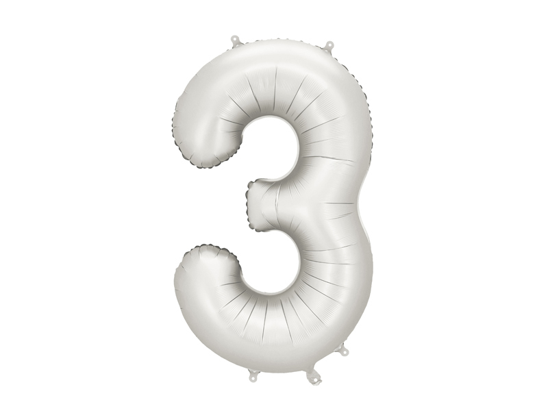 Balon din Folie, Cifra 3, 86cm, Argintiu