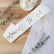 Panglica „Mummy to Be” pentru Baby Shower, Auriu