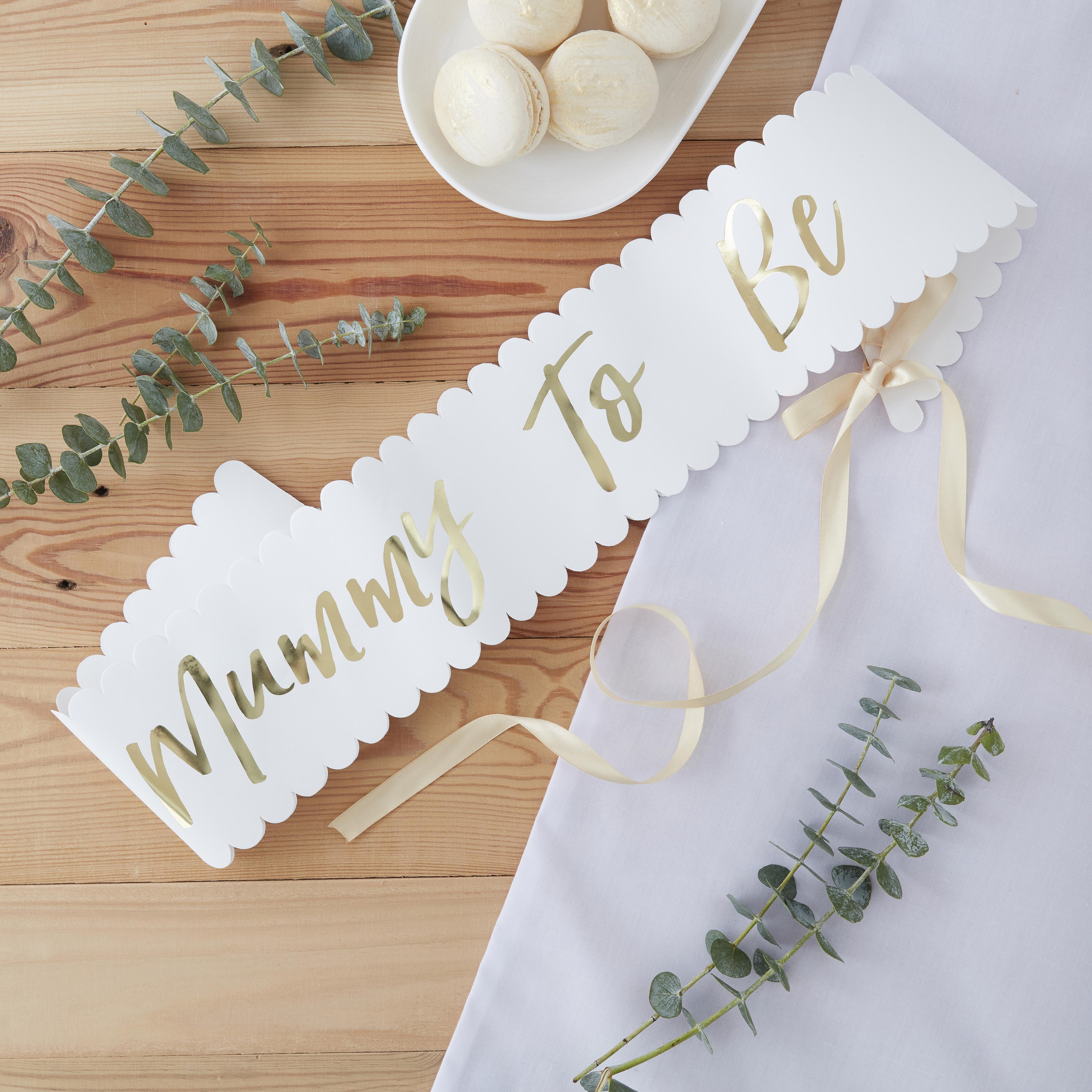 Panglica „Mummy to Be” pentru Baby Shower, Auriu