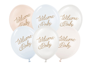 Baloane Welcome Baby (6 buc) mix albastru, 30cm