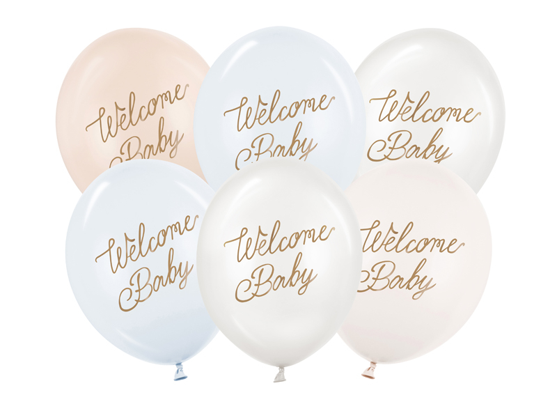 Baloane Welcome Baby (6 buc) mix albastru, 30cm