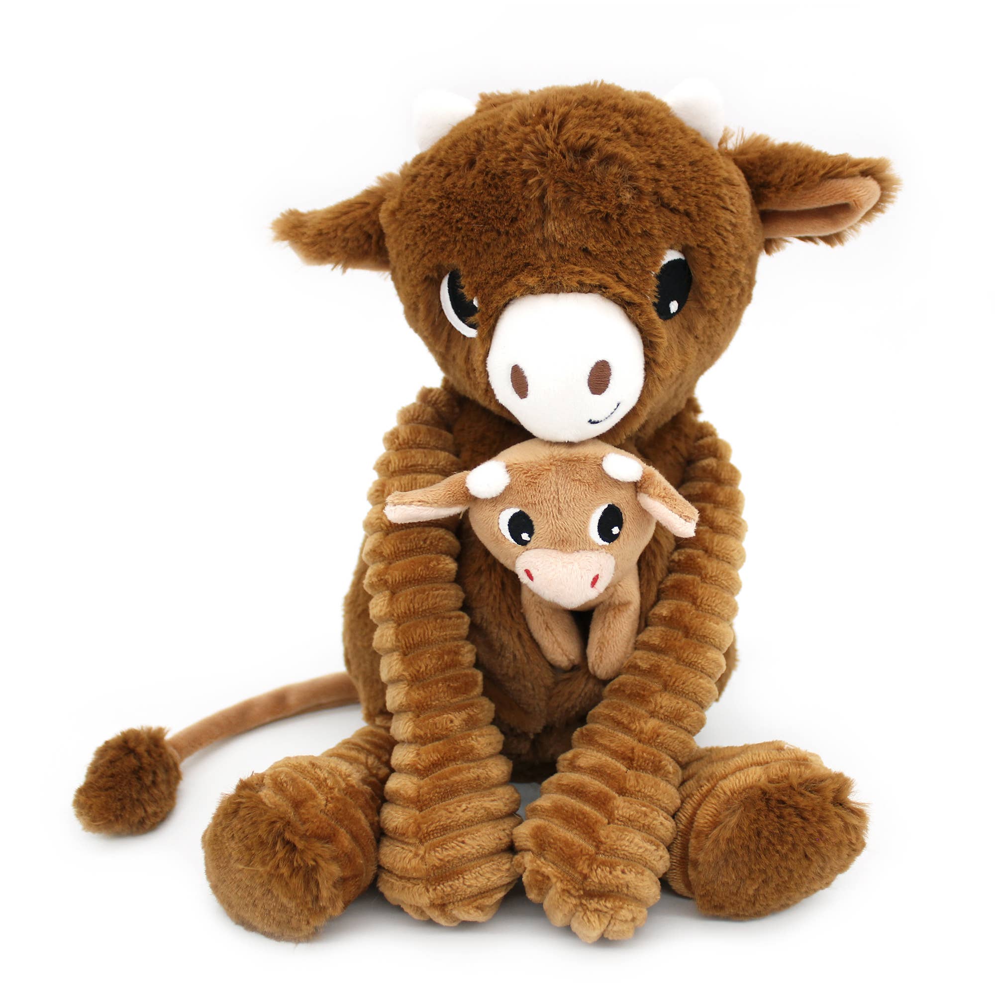 Vacă pluș Mum & Baby maro „Les Ptipotos” 25cm 🐮