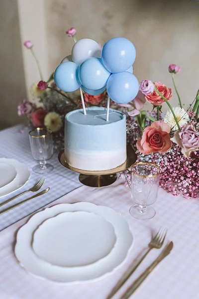 Topper pentru tort baloane Albastru pastel, 29 cm, PartyDeco