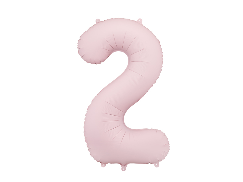 Balon din folie Cifra 2, 86 cm, roz pal mat