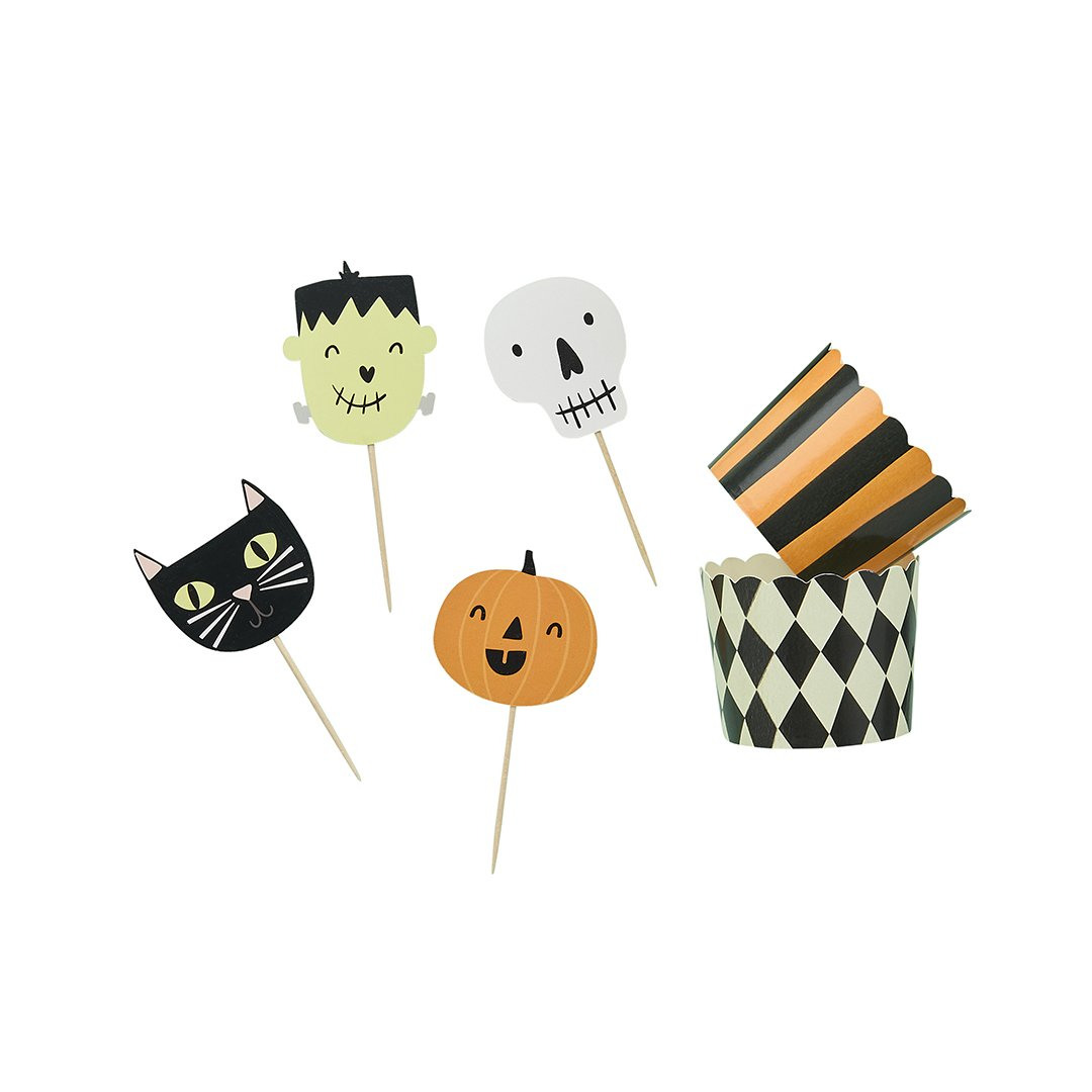 Set cutii si toppere pentru gustari Halloween (12 cutii + 12 toppere)