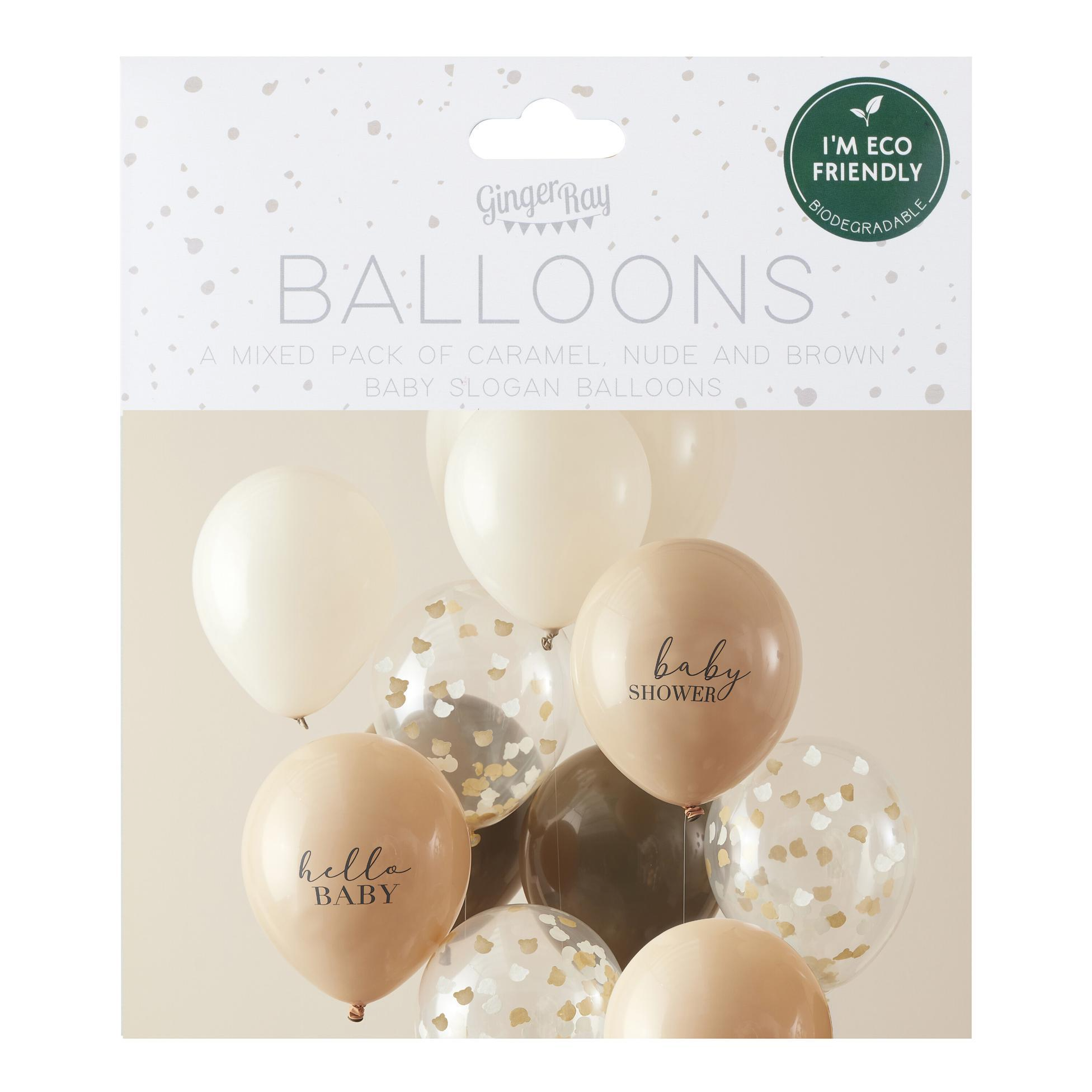 Set 11 Baloane pentru Baby Shower - Tonuri Neutre Bej si maro