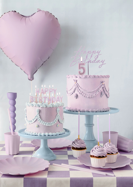 Lumanare pentru tort cifra 5 mov pastel