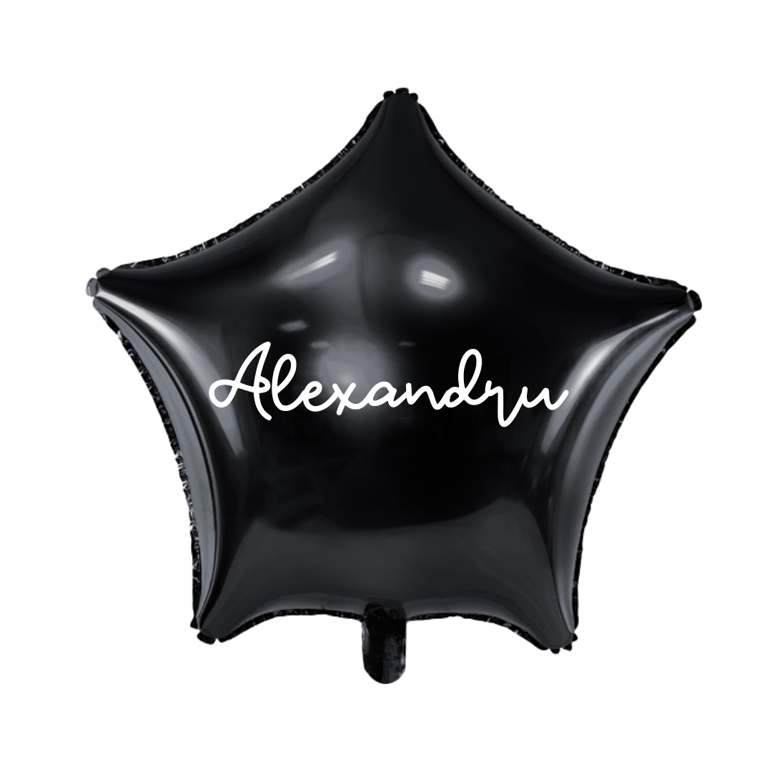 Balon Folie Personalizat cu Heliu, Stea (40cm) Negru