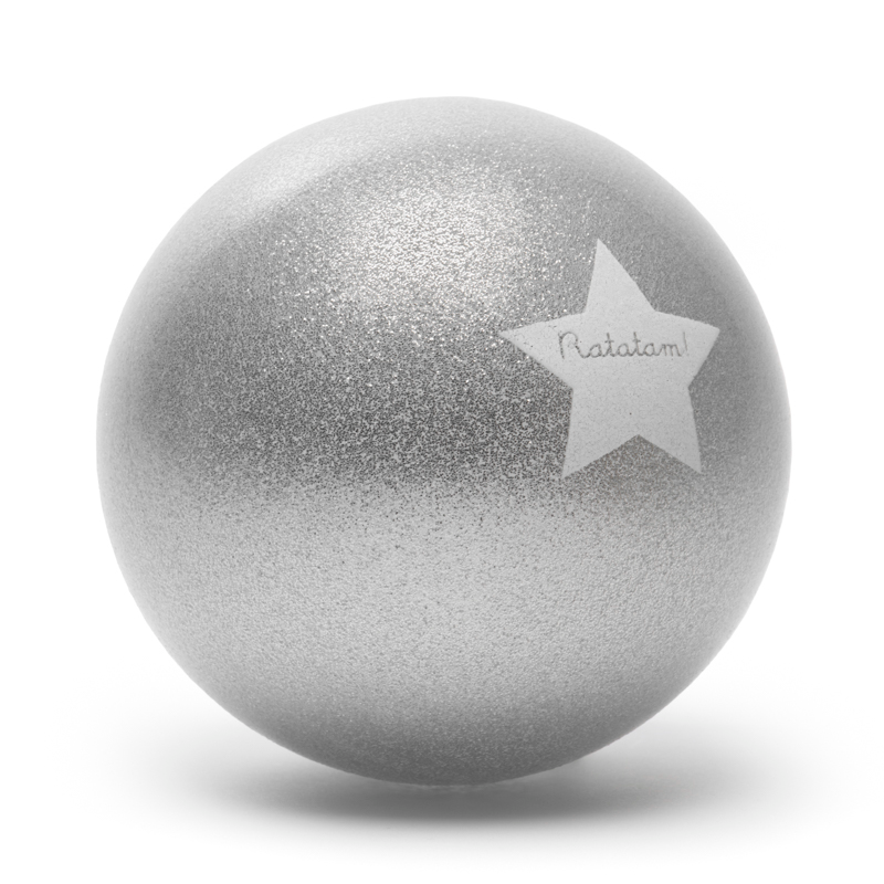 Minge Bouncy - Argintiu cu sclipici, 15 cm