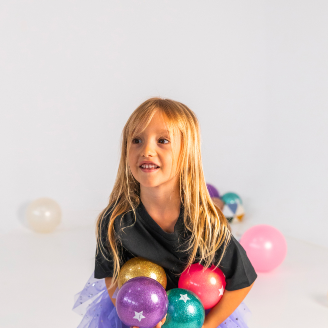 Minge Bouncy – Auriu cu sclipici, 10 cm