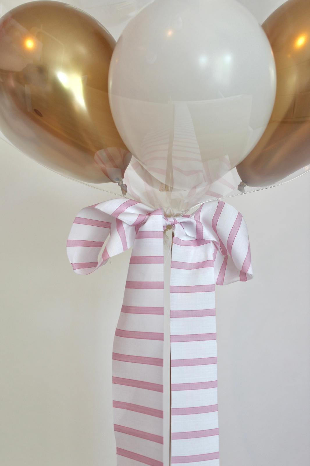 Balon Bobo cu heliu transparent 60 cm, cu baloane mini alb & auriu