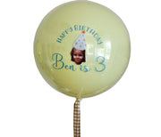 Balon cu heliu „Glass Effect” personalizat cu text și imagine 60 cm, galben