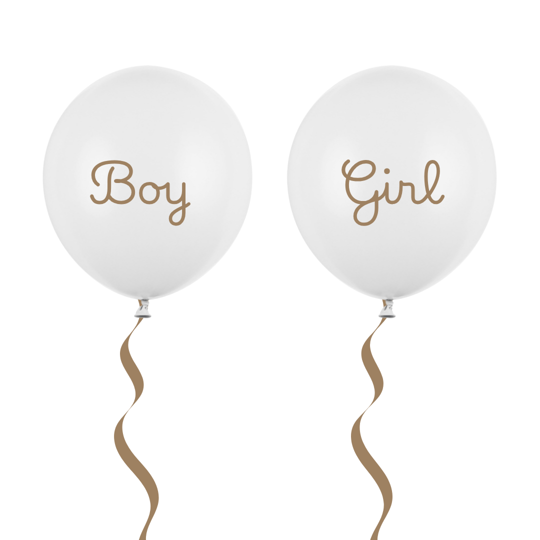 Set baloane heliu Gender Reveal (2 buc) 43 cm, alb cu personalizare