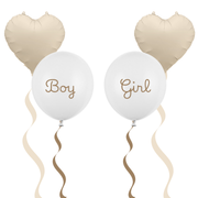 Set baloane cu heliu Gender Reveal „Boy or Girl” (4 buc) 43 cm, alb/bej personalizat