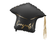 Balon Folie Sapca "Congrats!", 53x44cm, negru/auriu