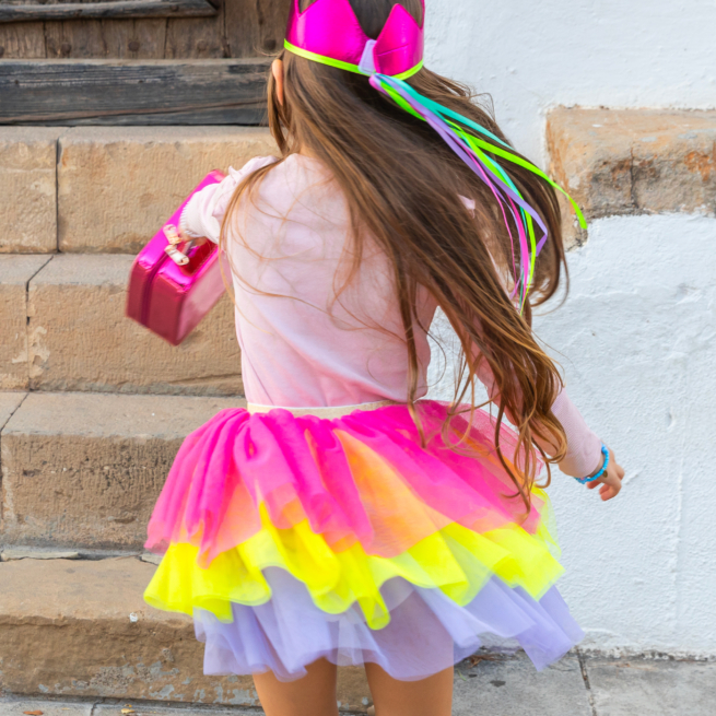 Fustă tutu Punky (3–8 ani) Roz/galben/mov