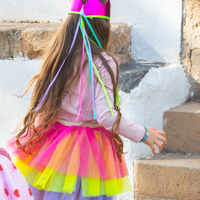 Fustă tutu Punky (3–8 ani) Roz/galben/mov