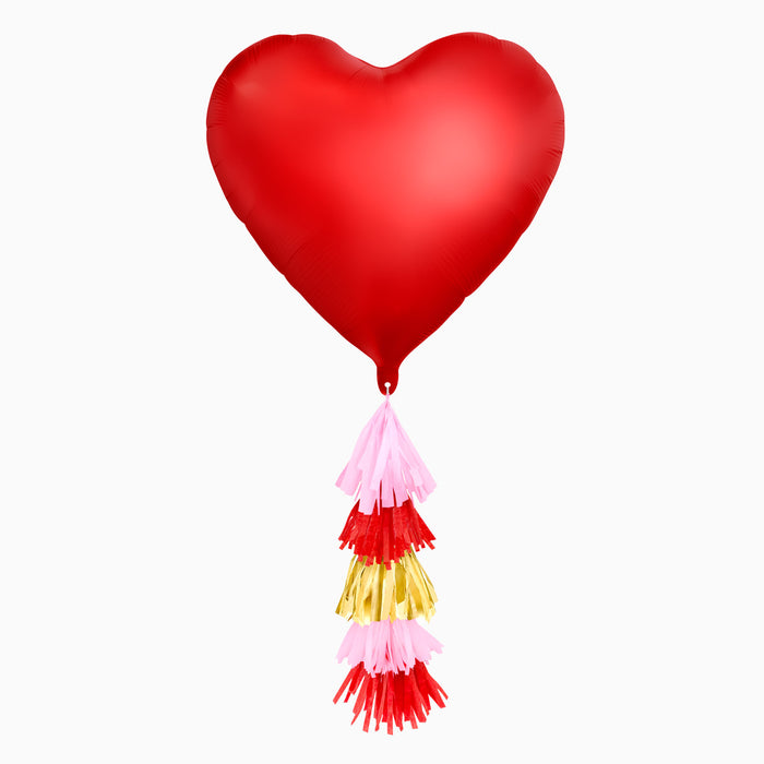 Balon folie inima rosie 75cm cu ciucure, Valentine's Day