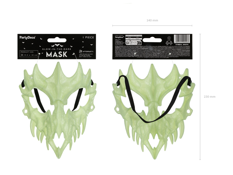 Masca craniu fosforescenta Halloween 14.5x18cm