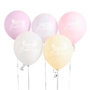 Set de 5 Baloane Eco Pastel "Happy Birthday" 30 cm