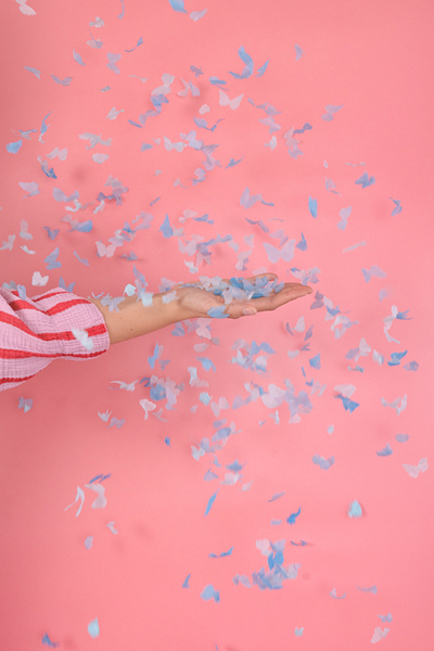 Tun Confetti, Gender reveal, albastru (20cm)