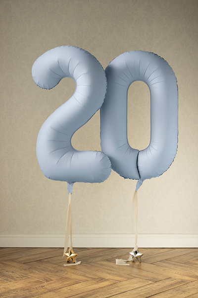 Balon din Folie, Cifra 0, 86cm, Albastru deschis Mat