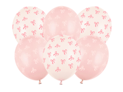Baloane din latex (6 buc) fundite, mix roz-crem, 30 cm