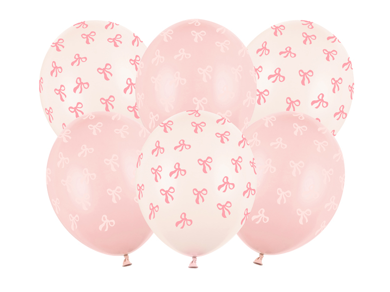 Baloane din latex (6 buc) fundite, mix roz-crem, 30 cm