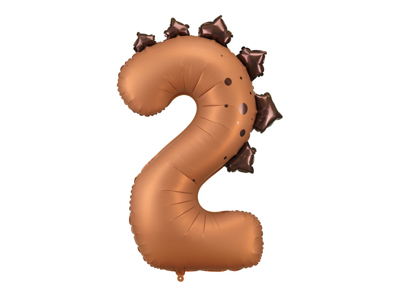 Balon folie cifra 2 Dinozaur (92 cm) maro