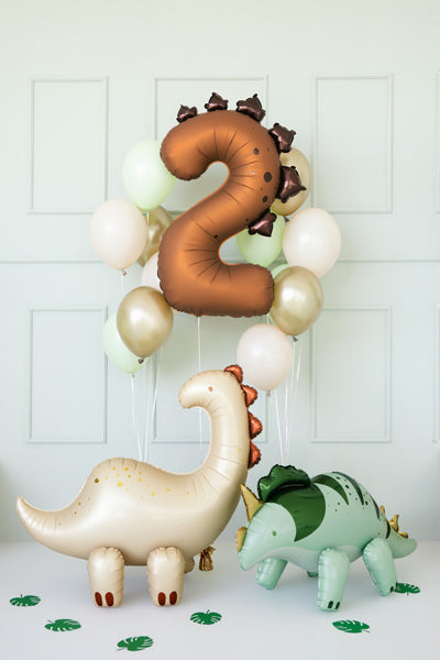 Balon folie cifra 2 Dinozaur (92 cm) maro